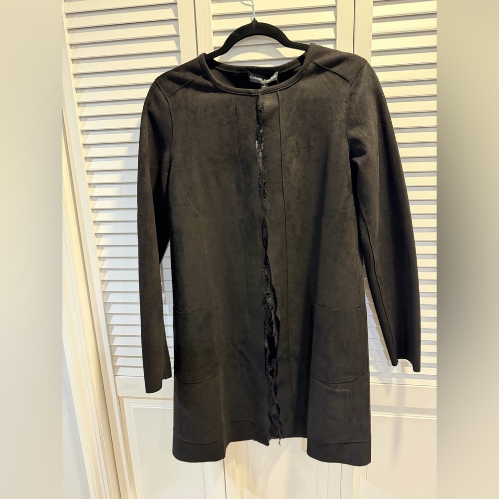 Catherine Malandrino Black Suede with Lace trim Jacket